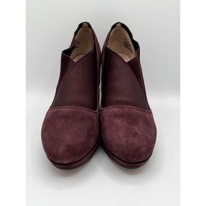 Clarks Kendra Mix Aubergine Suede Platform Block Heel Shootie Pumps Womens 8 M